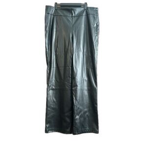 BB Dakota Black Faux Leather Pleather Vegan Boot Slight Flare Pants Plus Sz XXL